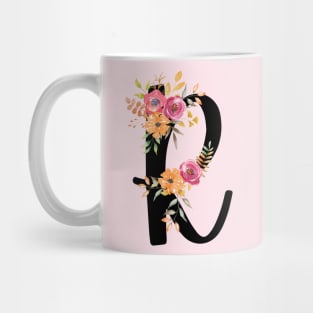 Letter R With Watercolor Floral Wreath Mug